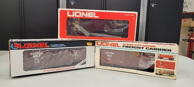 LOT OF 3 LIONEL O-GAUGE O27 BOX CARS COTTON BELT SP SOUTHERN PACIFIC MINT NIB