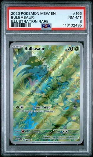 2023 POKEMON MEW EN-151 ILLUSTRATION RARE #166 BULBASAUR PSA 8