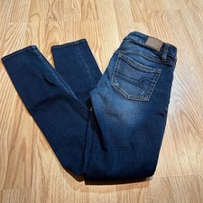 American Eagle Outfitters Jegging Super Stretch Distressed Dark Wash Size 4