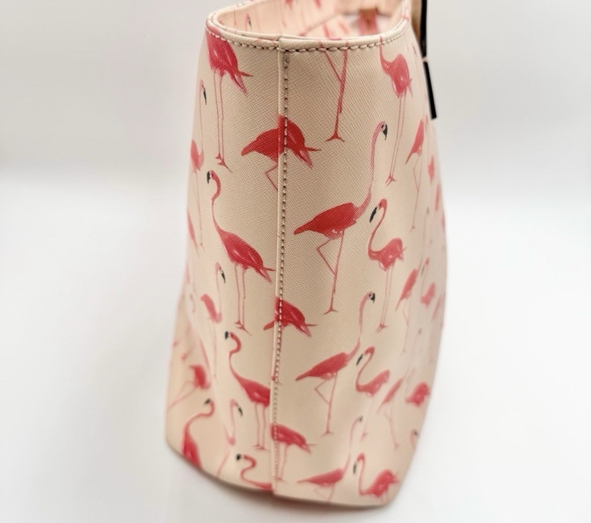 Kate Spade New York Flamingo Print Pink Red Tote Shoulder Bag Gold