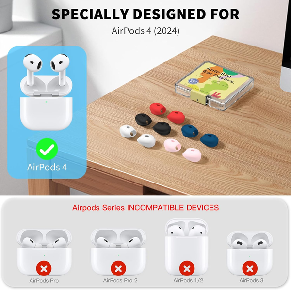 [5 Pares] para AirPods 4 Fundas para Puntas de Oído Deportivas Antideslizantes Antirrayas Suaves 5
