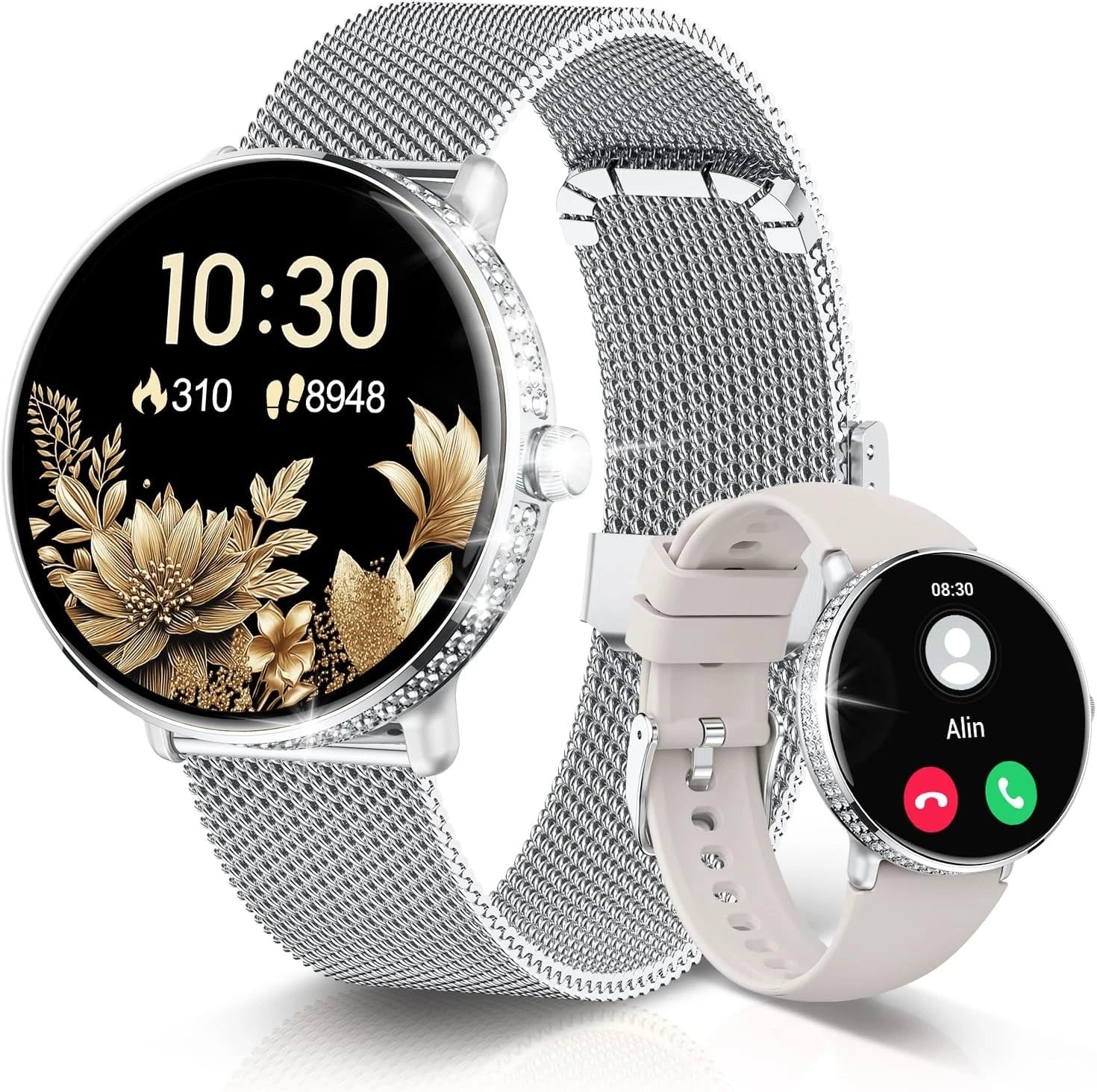 Smart Watch Women Glitter with Phone Function Wristwatch Watch for Android IOS