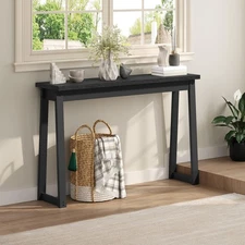 MAHANCRIS 47.2'' Console Table for Entryway, Black Sofa Table Narrow Long, Be...