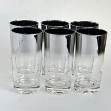 Dorothy Thorpe SILVER FADE Glasses Highball Mercury Ombre (Set of 6) Vintage MCM