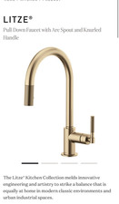 Brizo Litze 63043LF-GL Pull-Down Kitchen Faucet Knurled Handle Luxe Gold Modern