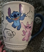 Taza de café clásica con diseño de boceto de Lilo Stitch & Angel de Disney Store 16 OZ 2015