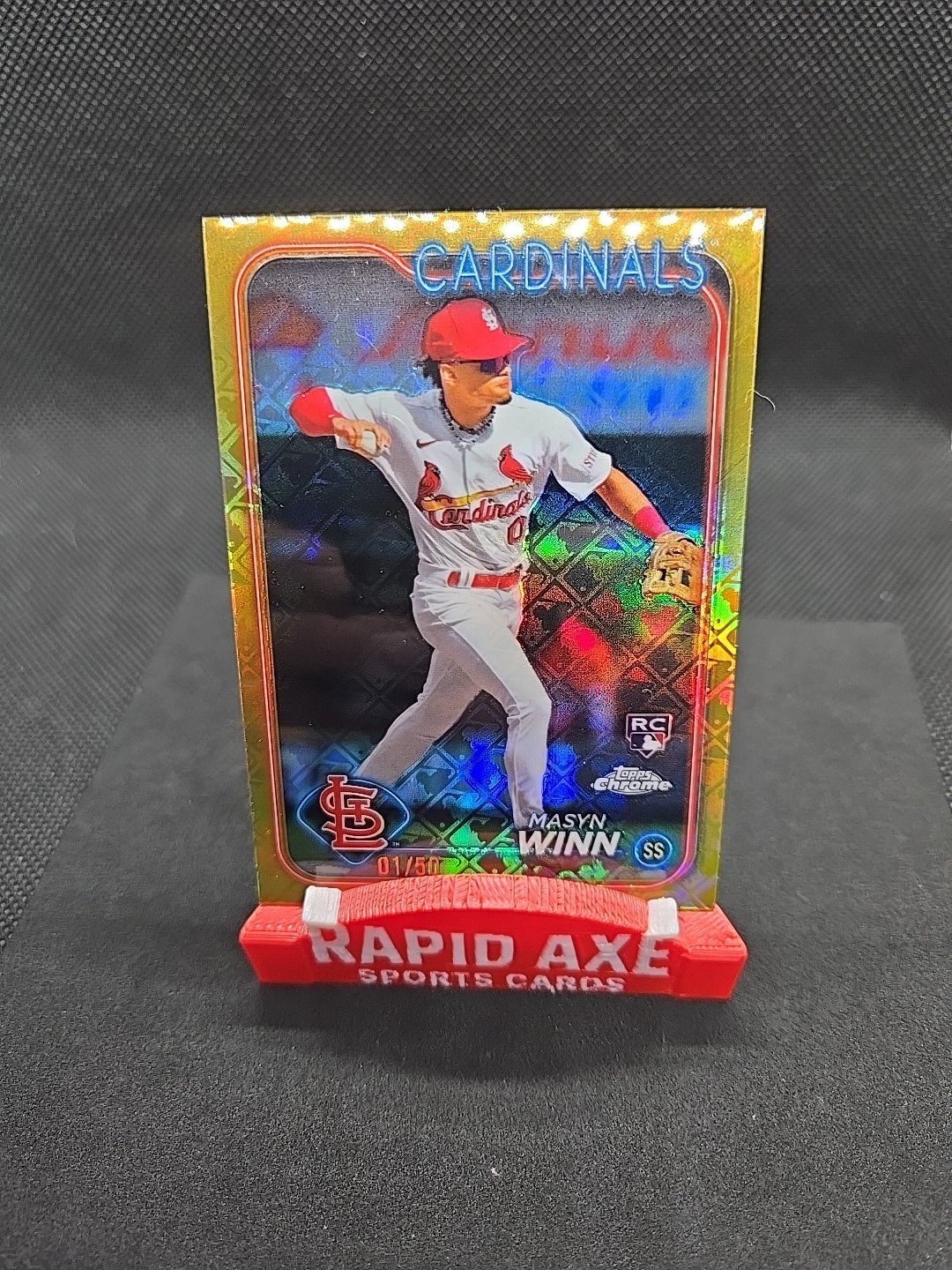 2024 Topps Chrome - Masyn Winn #189 Gold Refractor 1 /50 (RC) First On Print