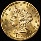 1903 Liberty Head Quarter Eagle $2.50 Gold US Coin - Choice Uncirculated BU++