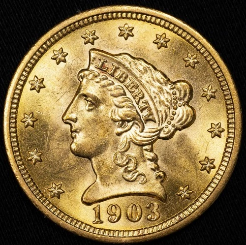 1903 Liberty Head Quarter Eagle $2.50 Gold US Coin - Choice Uncirculated BU++