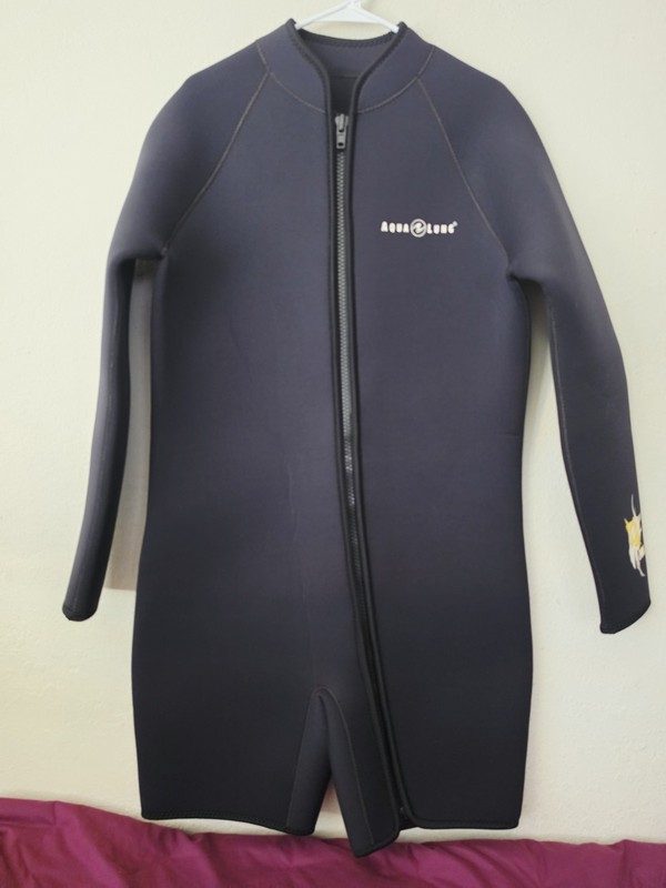 Aqua Lung 3XL Neoprene Wetsuit Black Front Zip Long Sleeve Shorty Dive Suit
