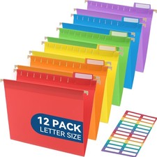 SortRax Plastic Hanging File Folders, Sturdy Letter, Assorted Colors