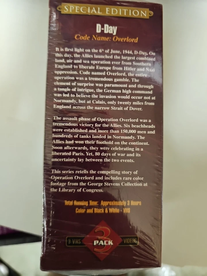 New VHS 3 Tapes D-DAY Code Name Overlord WWII, Normandy Invasion German USA 1944 - Image 4 of 4