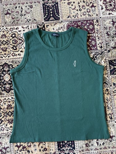 Paliroots Forest Green Ribbed Tank Top Palestine Embroidered Cotton Mix Stretch