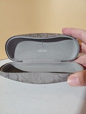 Calvin Klein Eyeglass Case, Gray/Silver Monogram, Shell Hard Case