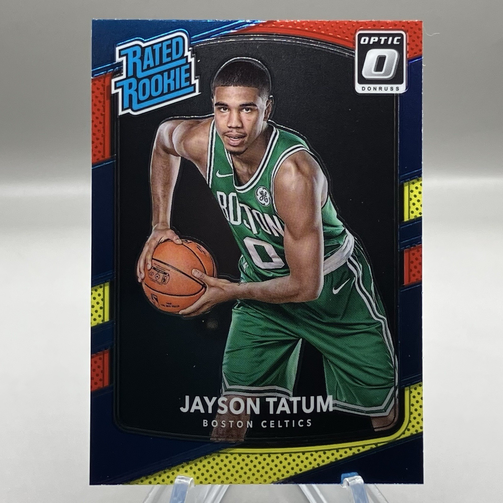 2017-18 Jayson Tatum Donruss Optic #198 Red Yellow Holo Rated Rookie Card RC