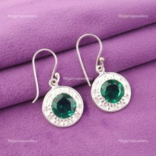Green Emerald Stone Sterling Silver Anniversary New Drop Dangle Earrings Jewelry