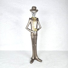 Romantic Gothic Skeleton Groom Figurine Gold Silver 15 Inch