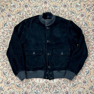A+, Size M] RRL Double RL Deerskin Suede A-1 Bomber — Black