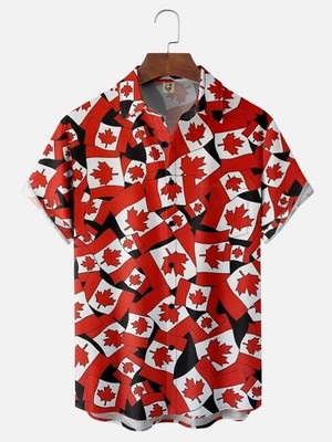 Canadian Culture Flag Chest Pocket Hawaiian Shirt