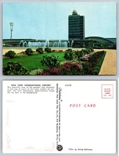New York International Airport Fountain Postcard