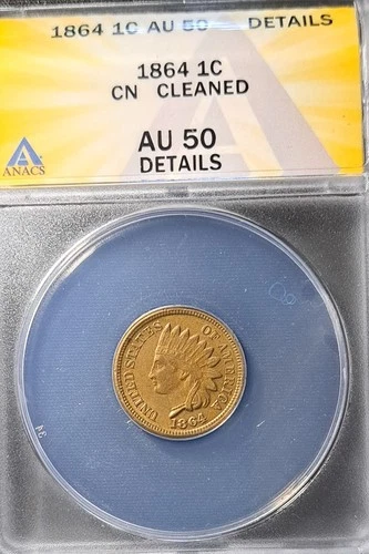1864 Indian Head penny cent CU/NI Copper Nickel  AU-50