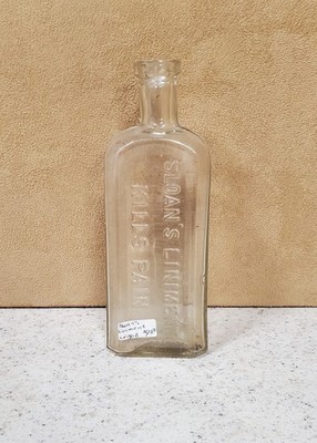Antique Victorian Clear Bottle Glass Sloan's Liniment Medicine  (cont. 21)