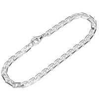 Armband 925 Sterling Silber 22Cm Langpanzerkette GedrüCkt Diamantiert Unisex Neu