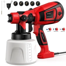 850W Electric Paint Sprayer, 1400ML HVLP Spray Paint Gun Handheld W/5 Nozzle