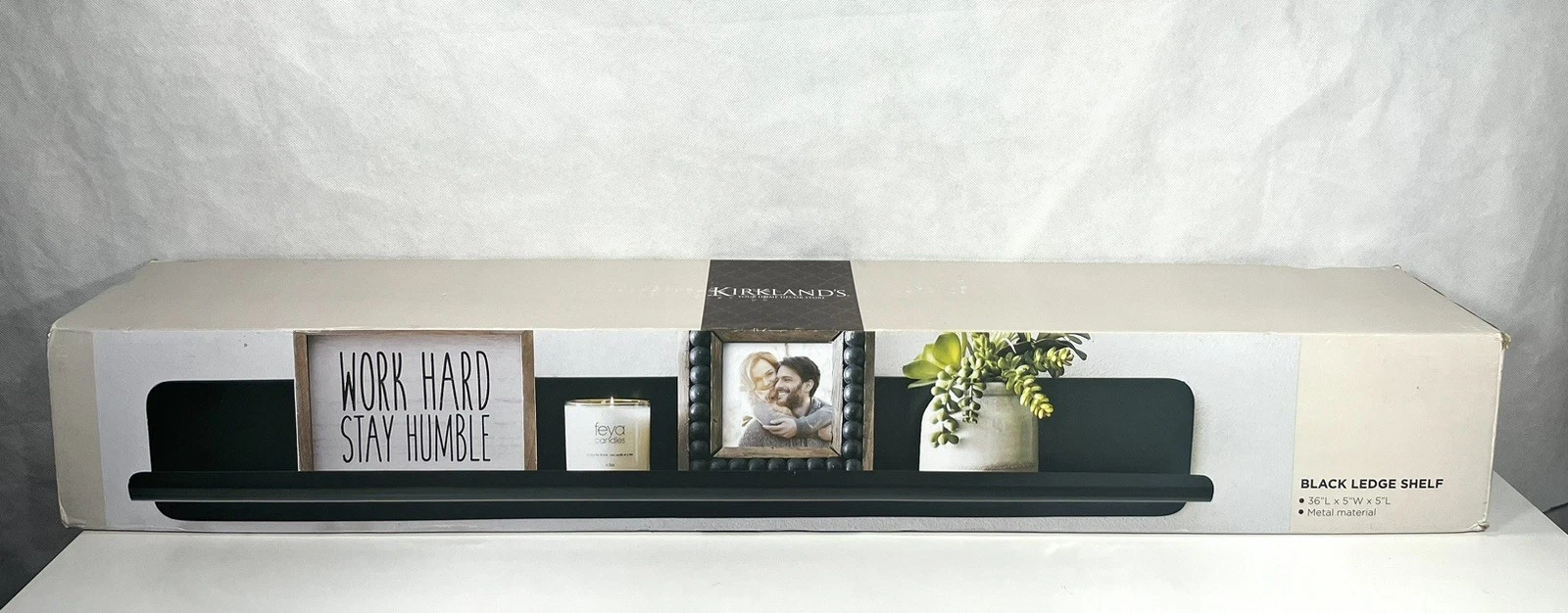 KIRKLAND'S Floating Metal Wall Mounted Shelf Black 36"L X 5"W X 5" L New