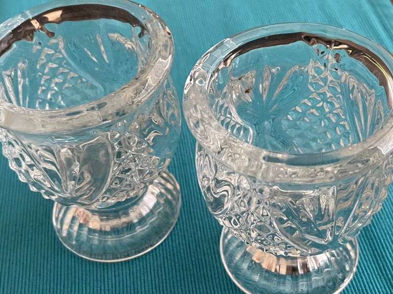 AVON Vintage REVERSIBLE  Candle Holders (2) - for Tapers/Votives Clear cut Glass