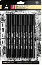 ARTEZA Black Inkonic Fineliners TWO SETS of 12 Pens (24 Total Pens), Water Based