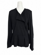 Cabi Agency Peplum Blazer Jacket Size 8 Black 3549 Ponte Knit Wrap Work Wear