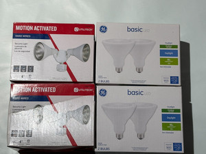 Two Utilitech 240-Degree 300-Watt Hardwired Halogen White with Four PAR 38 Bulbs
