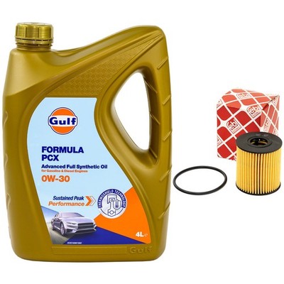 Motoröl Set Gulf Formula PCX 0W-30 4 Liter + Ölfilter für Citroen C2 Peugeot 207