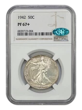1942 50C NGC/CAC PR67+ - Walking Liberty Half Dollar