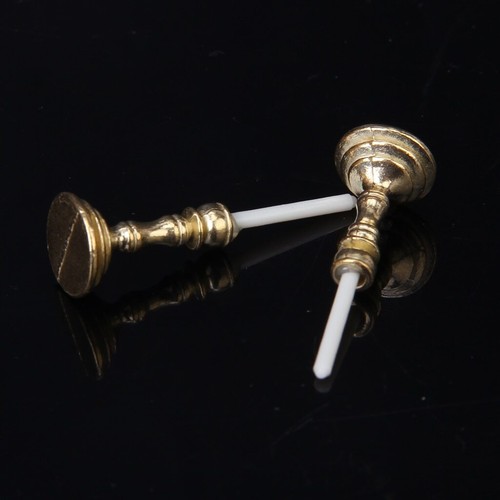 2PC 1/12 Scale Dollhouse Miniature Gold Candlesticks Candles Kitchen Accessories - Picture 2 of 9