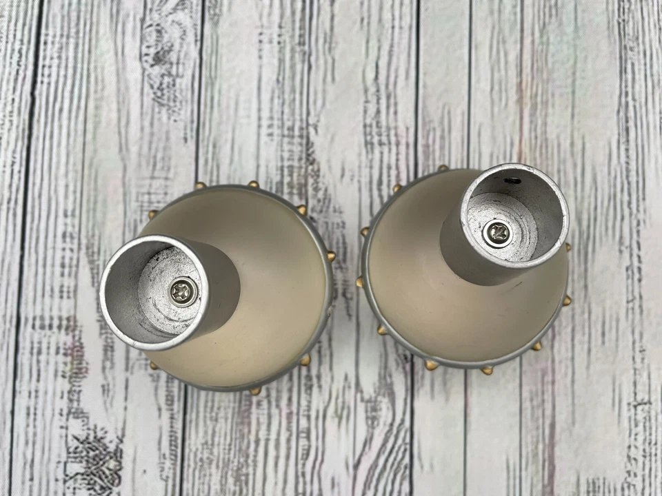 Vintage RARO Ikea Vidro Fosco Redondo Órbita Globo Prata Cortina Vara Acabamentos - Imagem 4 de 4