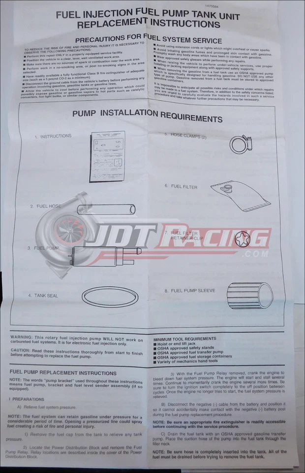 Walbro TI Auto 255lph High Pressure Fuel Pump Kit 98-2000 Ford Ranger 3.0L 4.0L Foto 3 de 3