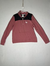 Pink Victoria's Secret Pink Sweatshirt 1/4 Zip Kangaroo Pockets Women Size Large