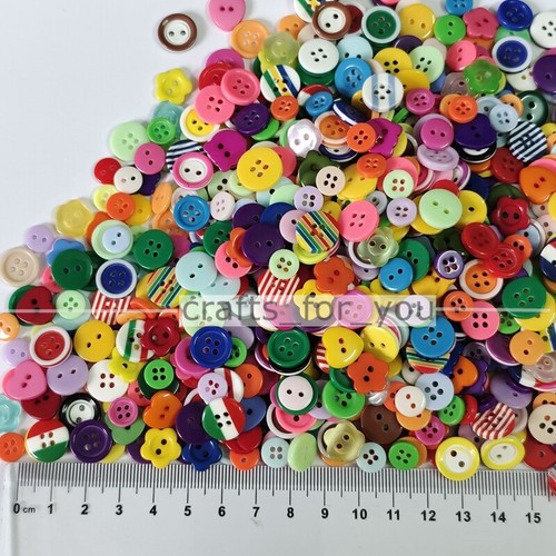 COLOURED MIXED RESIN ASSORTED BUTTONS 9MM -12.5MM MIX FOR KIDS CARD SEWING CRAFT - Picture 2 of 4