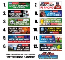 Sky Sports Sign Live Here TNT Sports Outdoor PVC Vinyl Banner Pubs Bars Clubs
