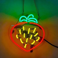 12"x12" Strawberry Acrylic Neon Sign Light Lamp Visual Beer Artwork Bar Decor L