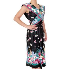 Vtg Sharon Young Dallas Long Floral Dress Cross Sash Open Back Sleeveless Sz 8