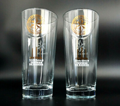 Estrella Galicia Cerveza de Bodega Klar Glas Bier 0,25 l Barcelona 2er Set NEU