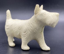 Vintage Hard Celluloid Plastic White Scottie Terrier Dog Toy Figurine Japan ASIS