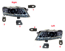6Pcs Headlight Mount Tab Repair Kit Left - Right for Audi A6 C6 S6 RS6 2004-2011