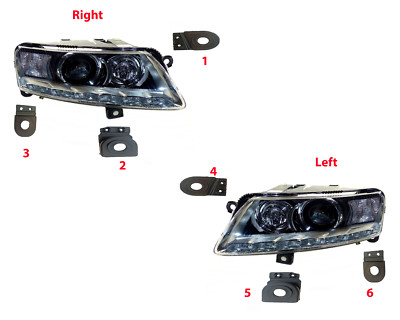 6Pcs Headlight Mount Tab Repair Kit Left - Right for Audi A6 C6 S6 RS6 2004-2011