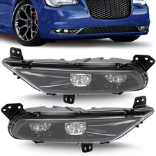 LED Fog Lights For Chrysler 300 2015-2024 Front Driver and Passenger Side Black