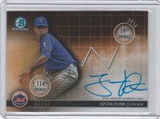 2016 Bowman Chrome Draft Dividend Autograph JUSTIN DUNN Auto /99 Mets/Mariners