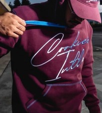 Cookies Flip The script Embroidered Purple Maroon cookies Men s Medium Hoodie M
